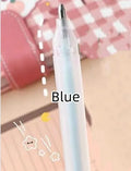 Macaroon colour plastic cap-pulling dispensing pen with yellow body and white cap