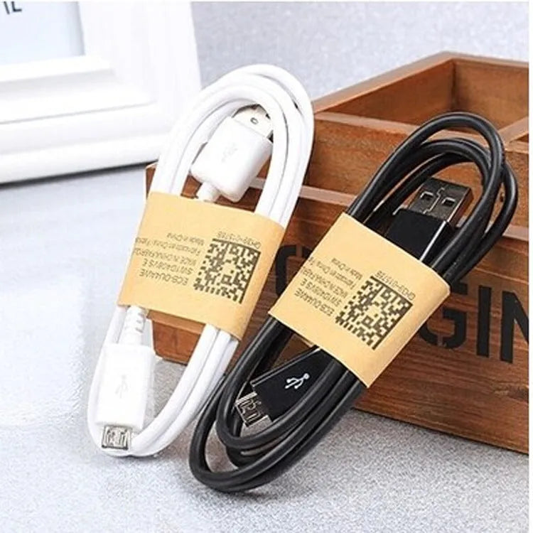 Black universal Android data cable with Micro USB connector showing 1 metre length