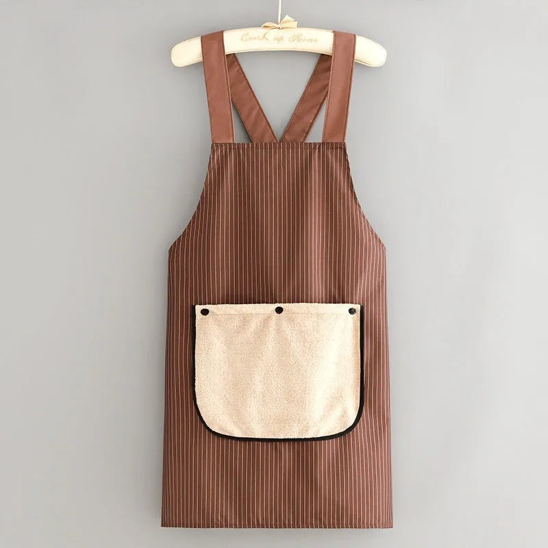 Polyester waterproof kitchen apron in various colours for household cooking protection