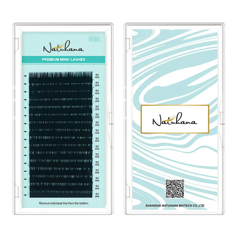 Soft artificial fibre velvet false eyelashes showing volume and length options from 0.05CC to 0.2CC and 7mm to 15mm.