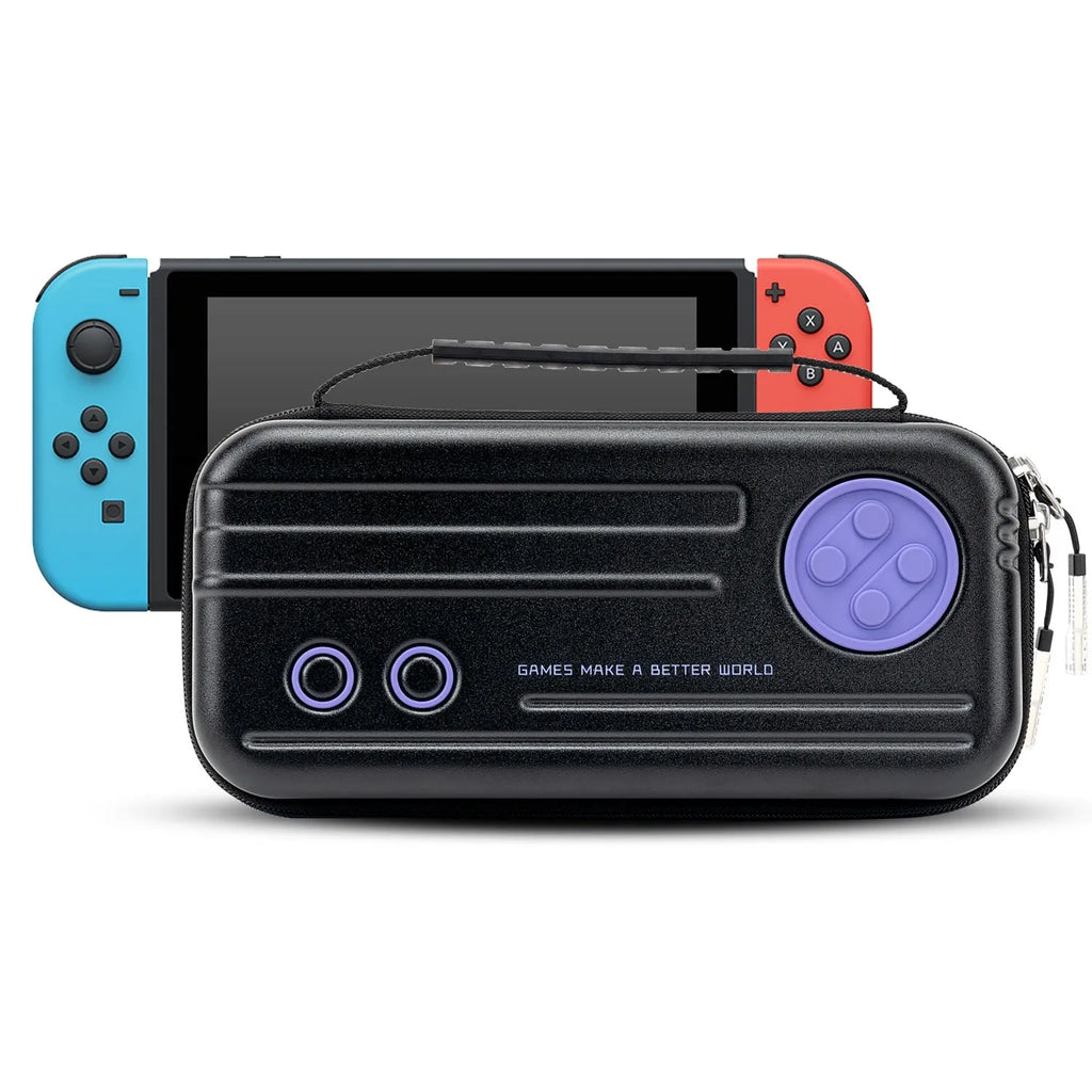 Large capacity multi-cassette handle clutch storage bag for NS OLED version in grey, 25.5 x 12.5 x 6 cm