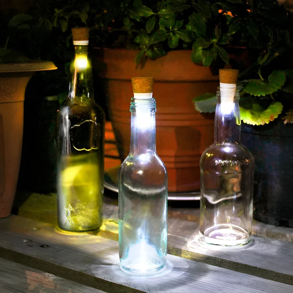 LED rechargeable bottle cap light with 15 white LED beads on plastic cork
