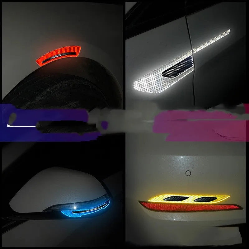 Blue reflective warning tape strips for car bumper safety application