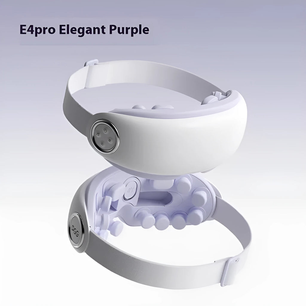 A purplish grey Bluetooth steam hot compress eye massage device on a white background.