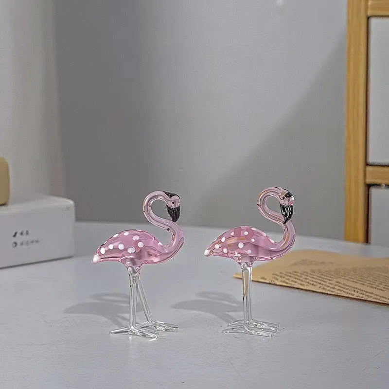 Pink crystal flamingo decorative craft with dots for table display