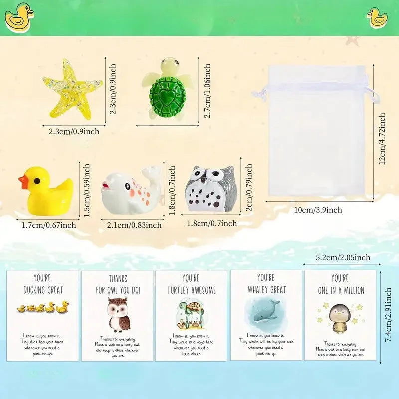 Set of pun-inspired resin greeting cards in pocket-sized format for office gifts and memos