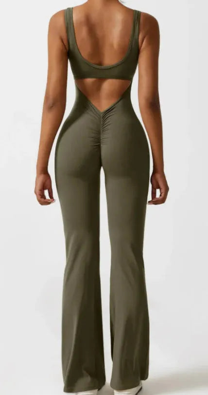 Women's tight yoga bodysuit jumpsuit in milk silk fabric with built-in chest pad