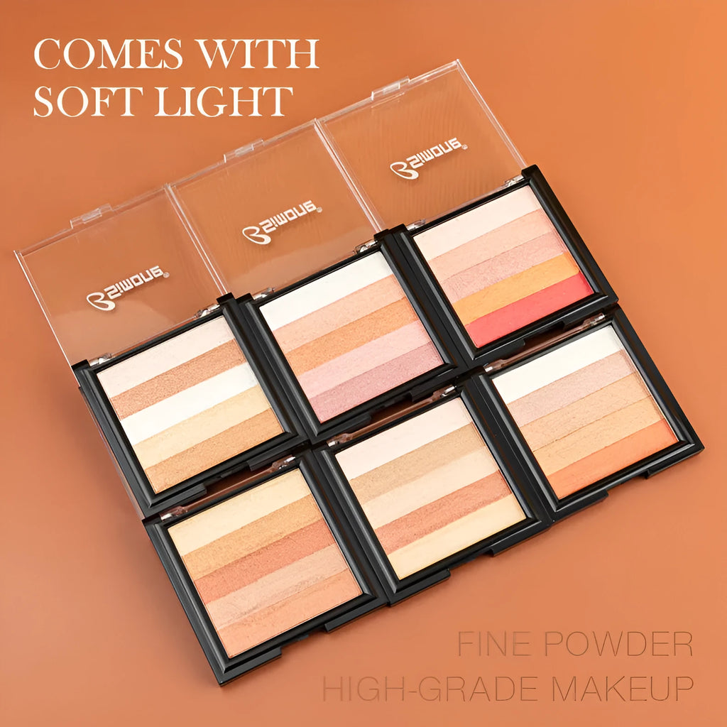 Highlighting eye shadow contouring palette with six neutral shades for facial definition