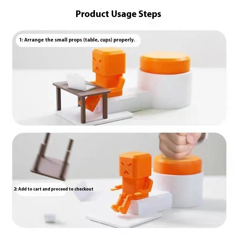 Orange plastic vent decompression fidget toy on a table, showing its 16cm length and turning mechanism.