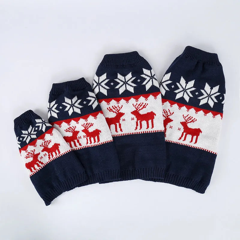Navy blue knitted Christmas sweater for dogs in European American style