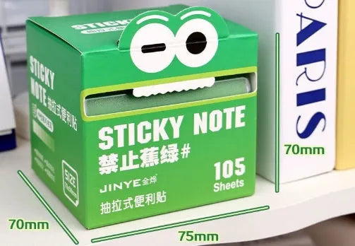 Boxed set of transparent pull-out sticky notes pad with 105 pages in six colour theme options