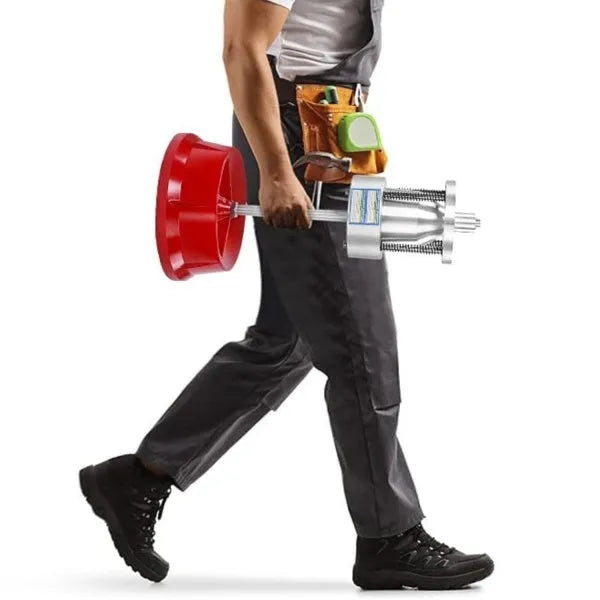 Portable aluminium hub balancer with enamel base for wheel balancing.