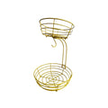 Black and gold wrought iron double-layer fruit basket for restaurant vegetable storage