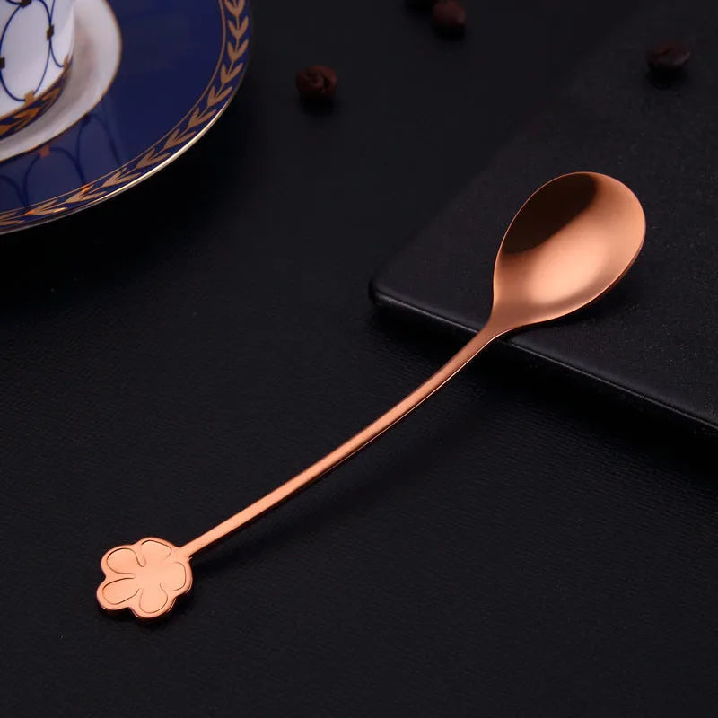 304 stainless steel gold plated dessert spoon with mirror polish in multiple colours