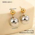 Stainless steel colour-block geometric ear studs for women with round bead design