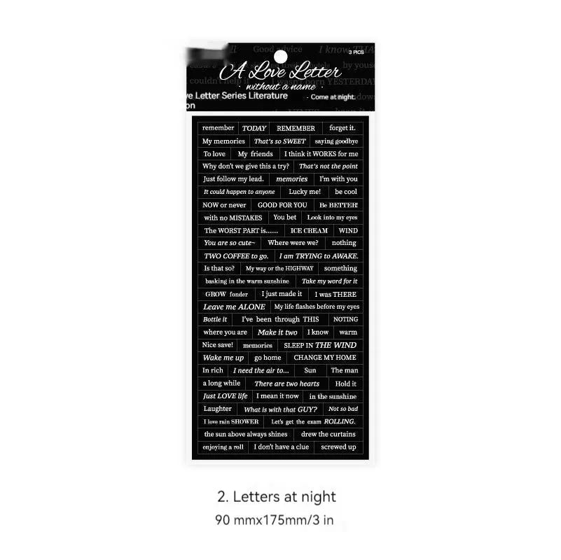 INS style English quotation decorative stickers in four colours on Japanese paper, size 90 by 175 mm
