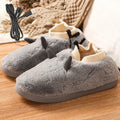 USB electric heating slippers in grey with adjustable temperature control and soft velvet upper.