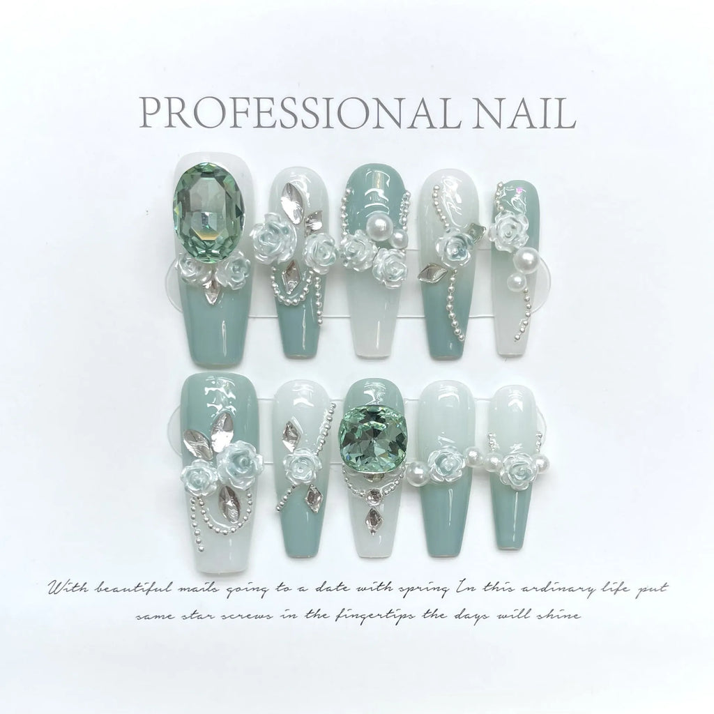 Camellia gradient nail art stickers with bow and butterfly patterns plus plastic armour suit applicator tool