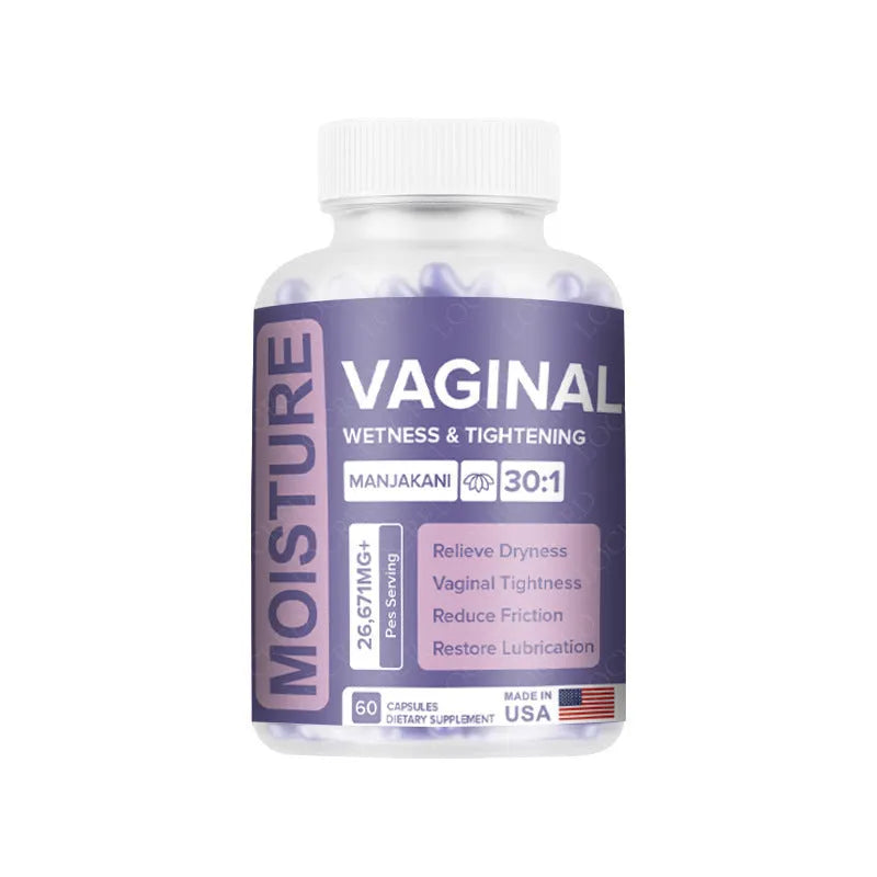 Bottle containing 60 vaginal capsules for women's intimate health with extraction process