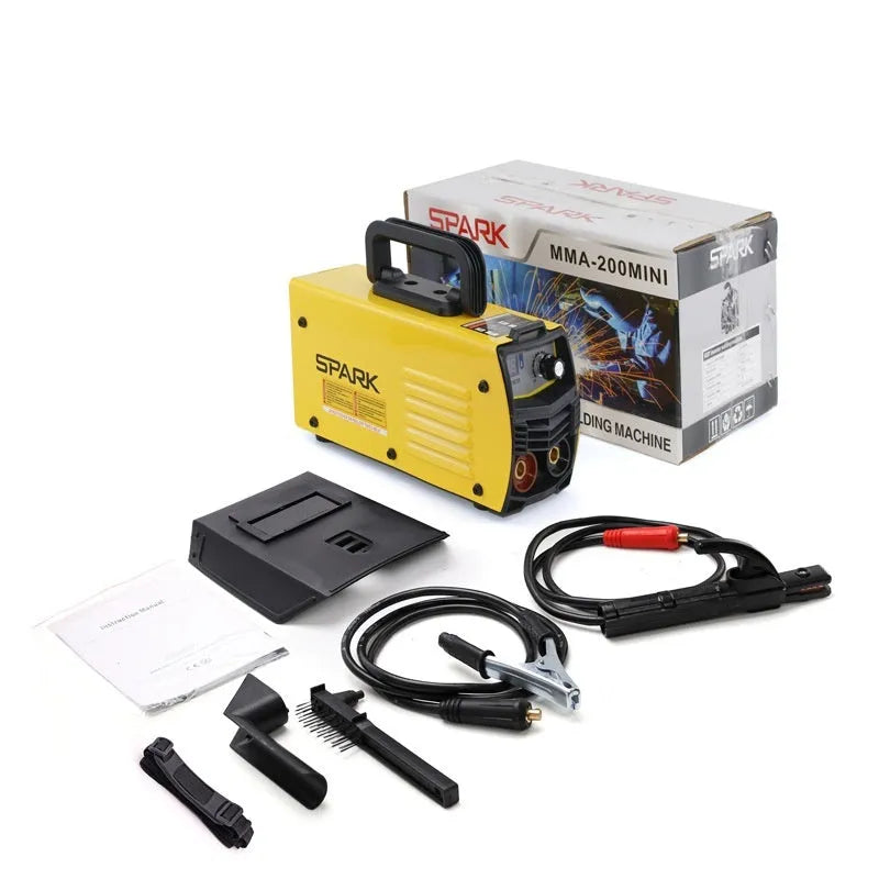 MMA-200MIN 220V DC inverter arc welding machine with welding tongs and face shield
