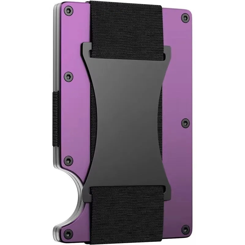 Metal card bag wallet with RFID anti-theft blocking, solid colour, frosted finish, unisex coin and card holder