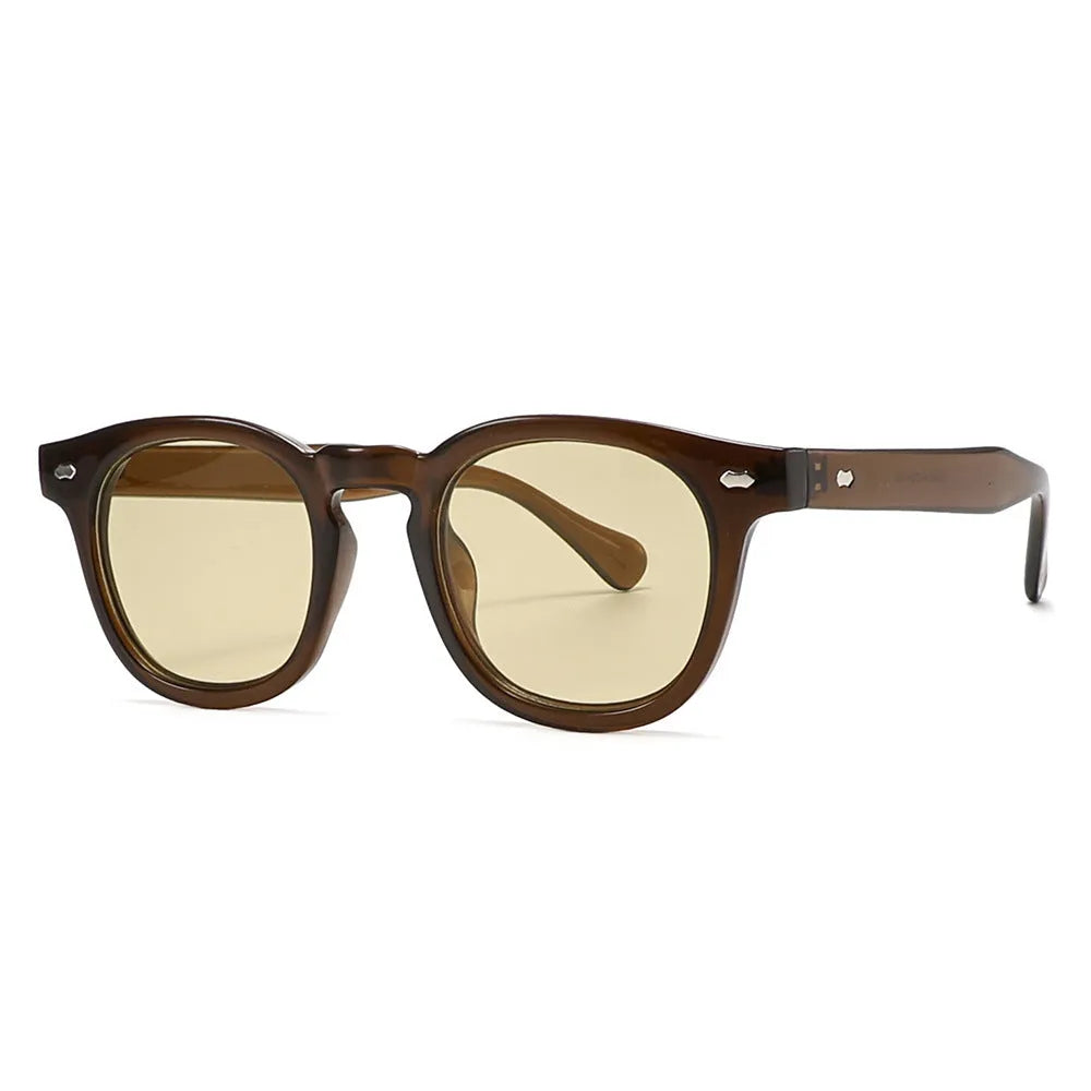 Simple round rim sunglasses with retro Hong Kong style design in multiple colour options