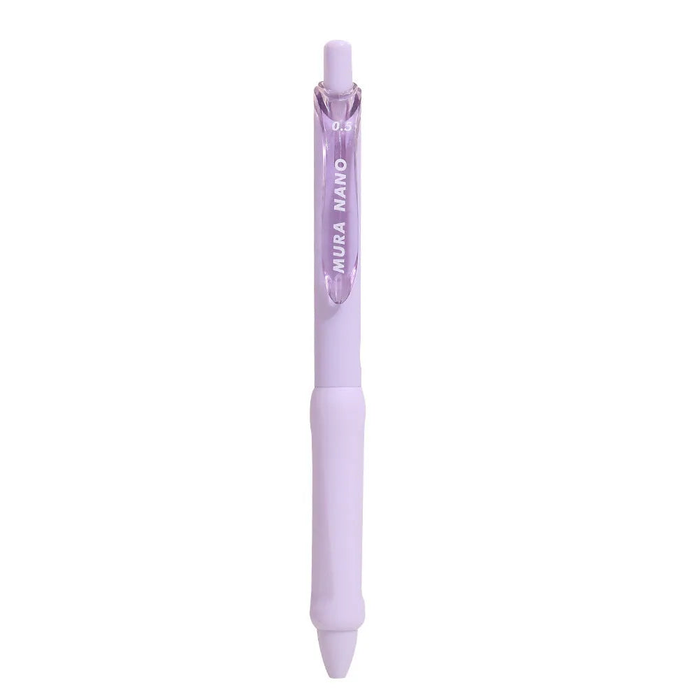 Macaron colour press gel pen with 0.5mm tip showing three refill options: smoked brown, smoked powder, smoked white
