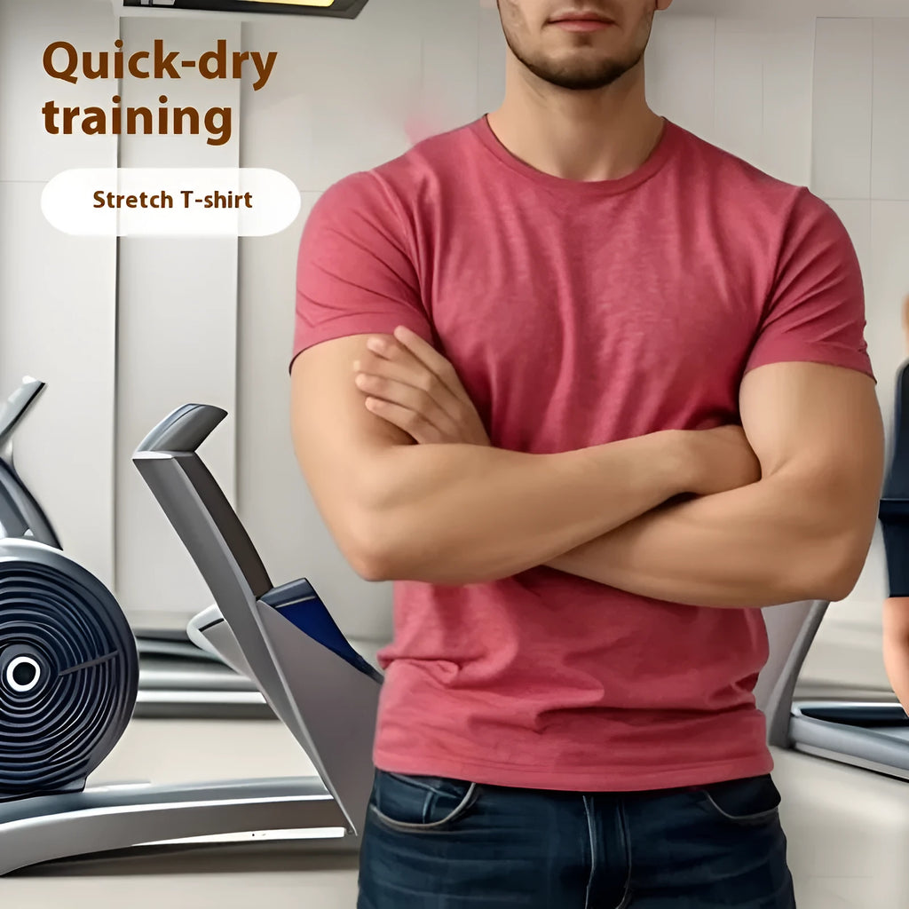 Casual short sleeve round neck t-shirt in quick-dry polyester fabric for running