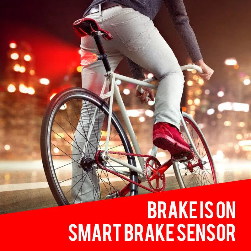 Black USB rechargeable smart brake sensing bicycle taillight with aluminium shell