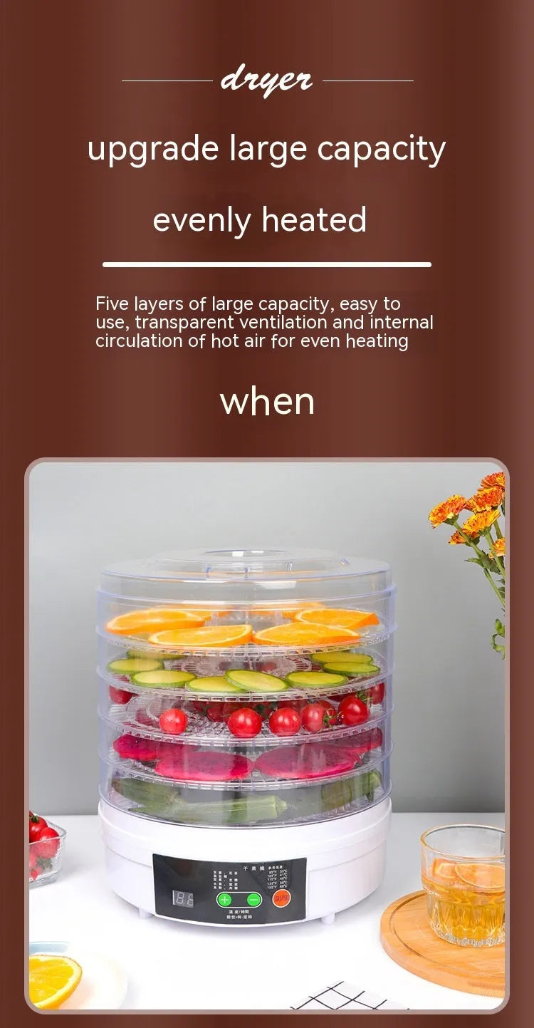 Five-layer household fruit dehydrator food dryer with UK plug