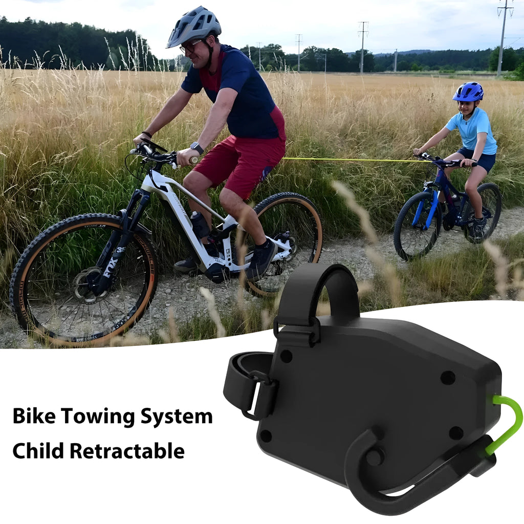 Black plastic and resin mountain bike trailer traction rope measuring 1.3 metres for parent-child cycling
