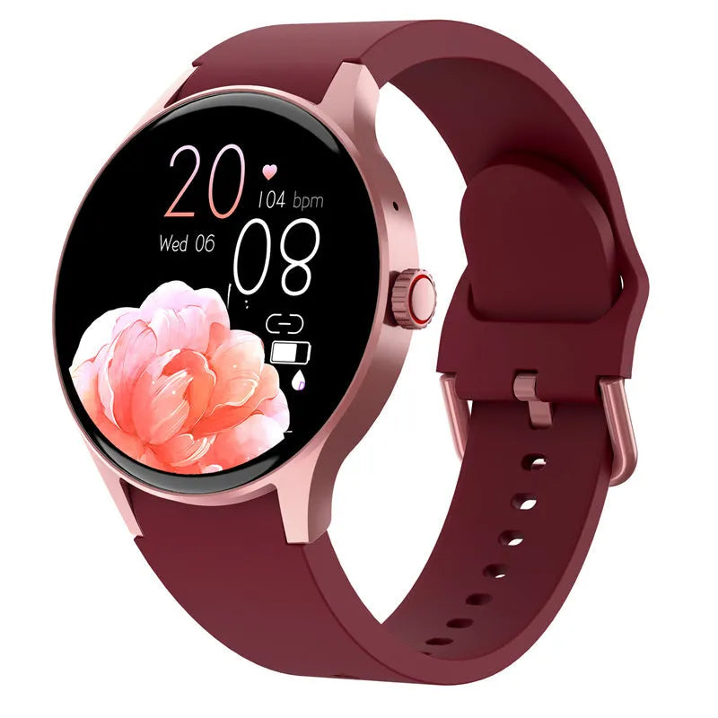 Smart Bluetooth sport watch with round touch screen on wrist, showing IP68 waterproof rating and 46mm diameter case