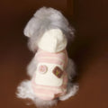 Autumn winter pet clothing felt biscuit sweater in pink acrylic knit on small dog