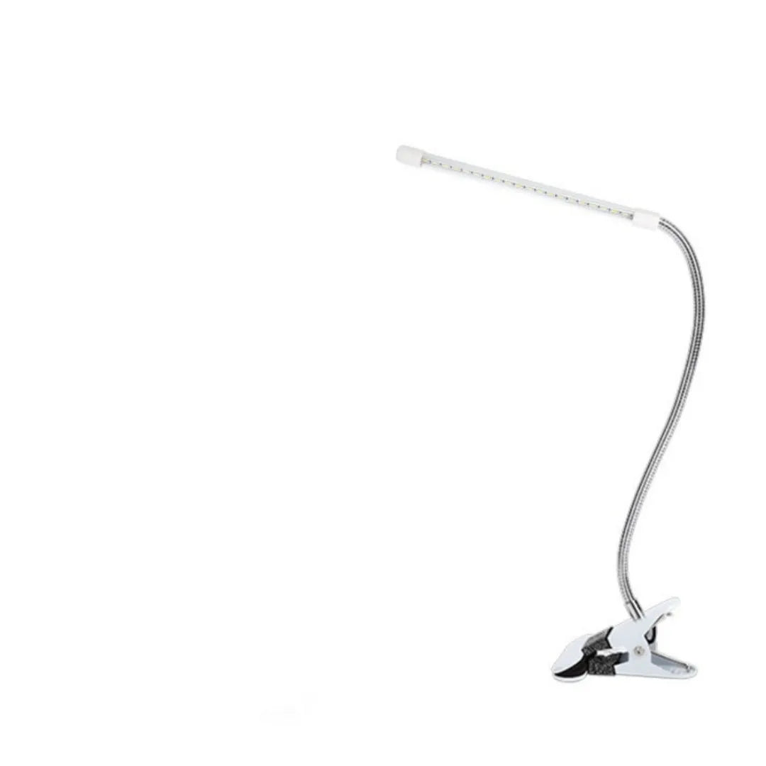 LED Beauty Nail Tattoo Clip Light in black with USB cable, showing three-colour warm white light setting