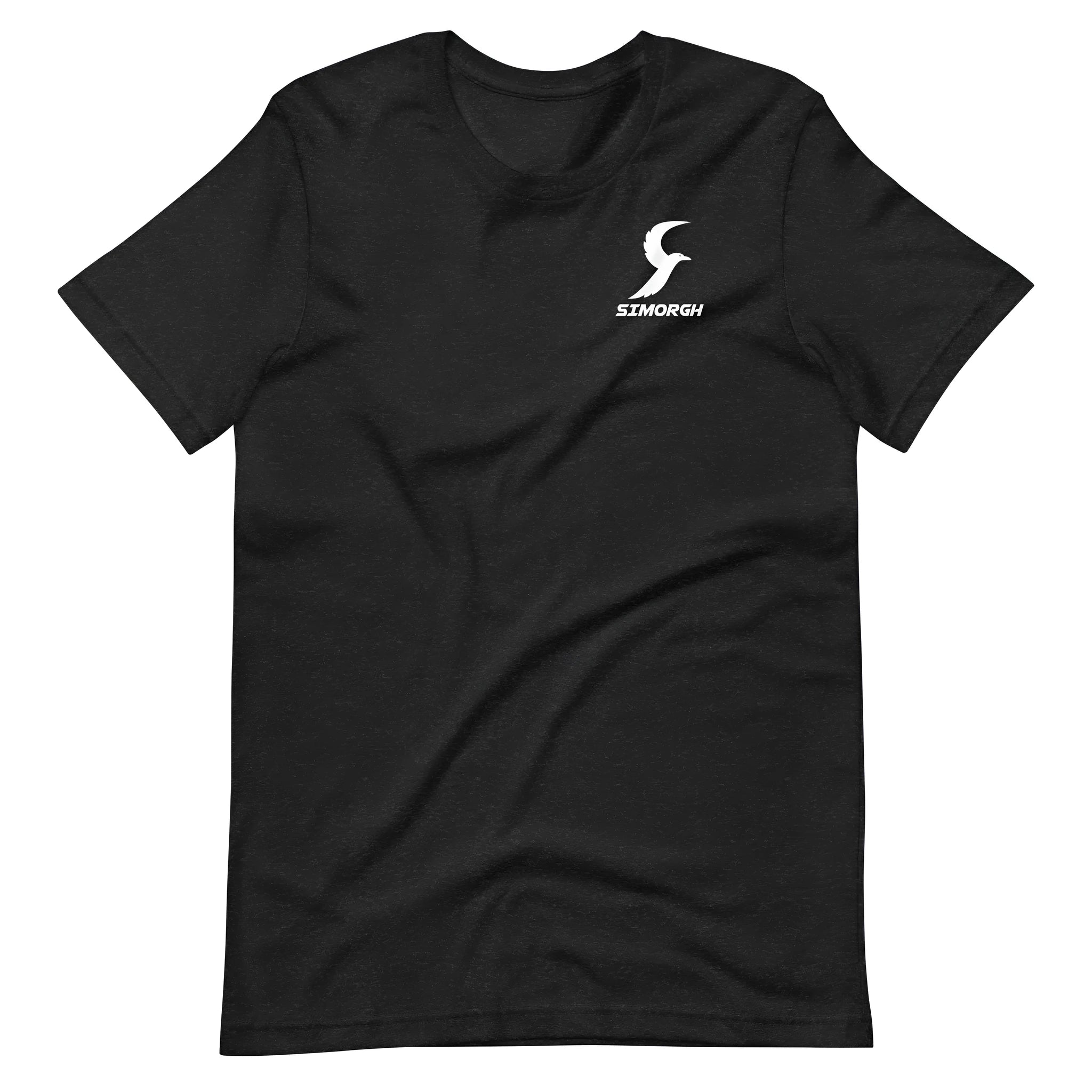 A black loose-fit cotton t-shirt with short sleeves and a round neck, laid flat.