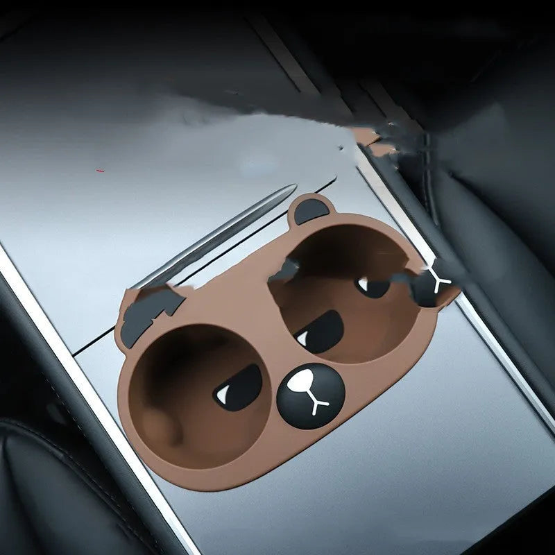 Flexible silicone cup holder limiter insert for vehicle centre console in grey colour