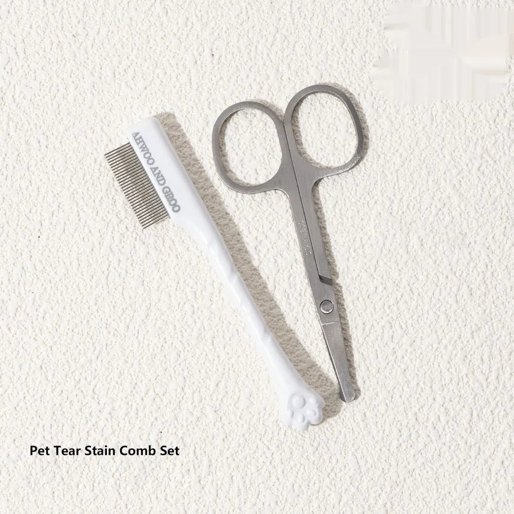 ABS pet grooming comb and scissors set for dogs, available in black, yellow, white, and green colours