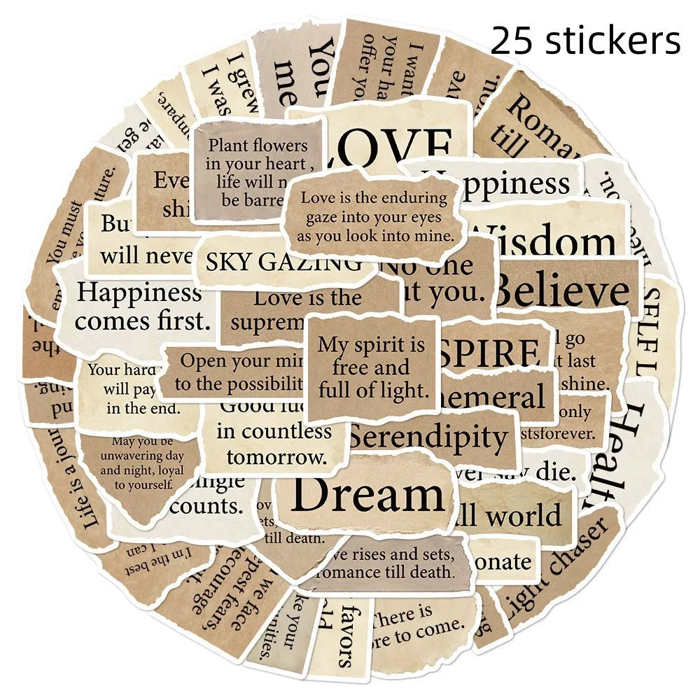 Torn English waterproof PVC laptop stickers measuring 4-7cm with repositionable adhesive
