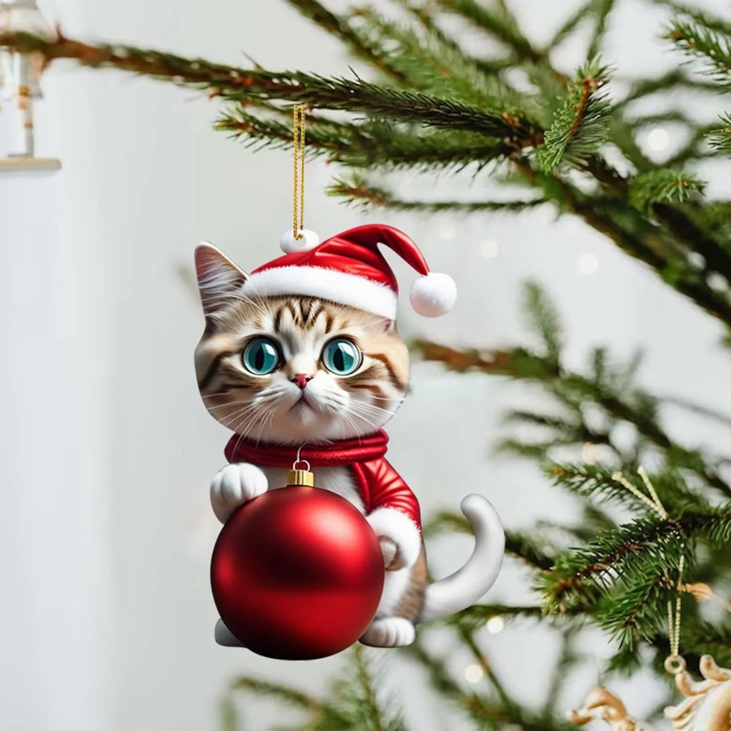 Creative kitty cartoon Christmas car hanging ornament in acrylic material