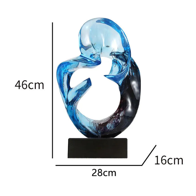 Transparent resin craft ornament in modern simplicity design, shown in orange red and blue colour options