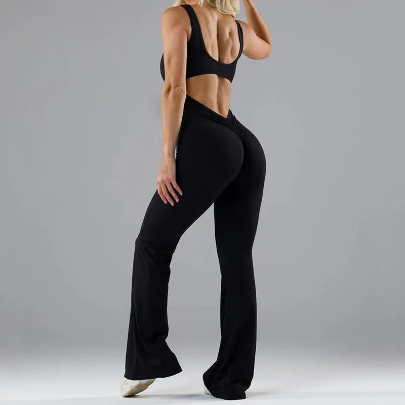 Women's tight yoga bodysuit jumpsuit in milk silk fabric with built-in chest pad