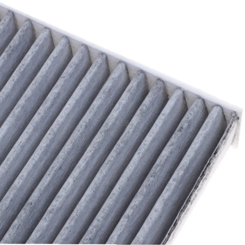 Grey Geely cabin air filter element measuring 215mm by 210mm by 30mm