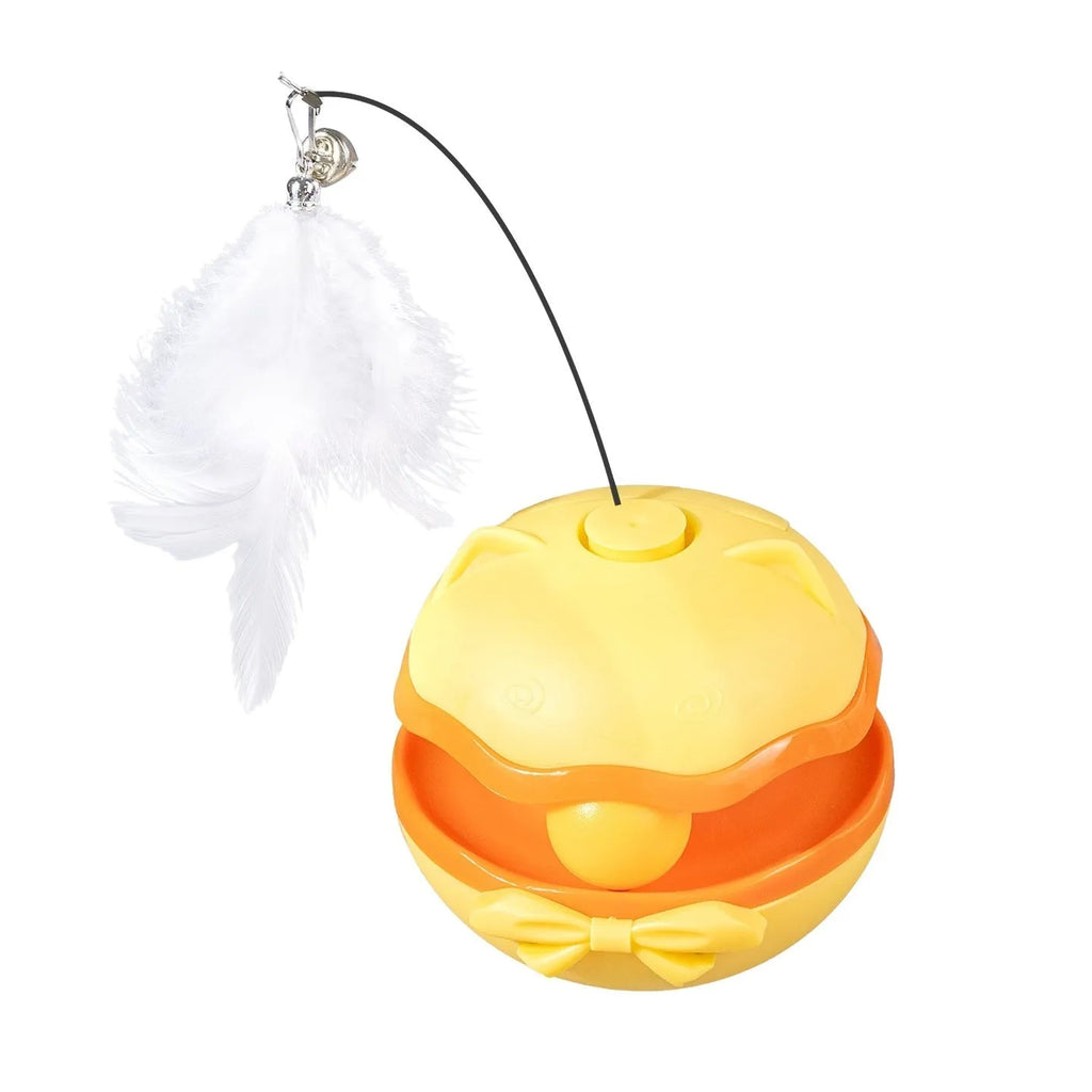 Electric self-moving cat toy tumbler in lemon yellow, sky blue and soft fog grey colour options