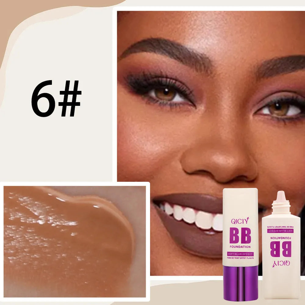 Feeding bottle containing liquid foundation concealer BB cream in ten different shade options.