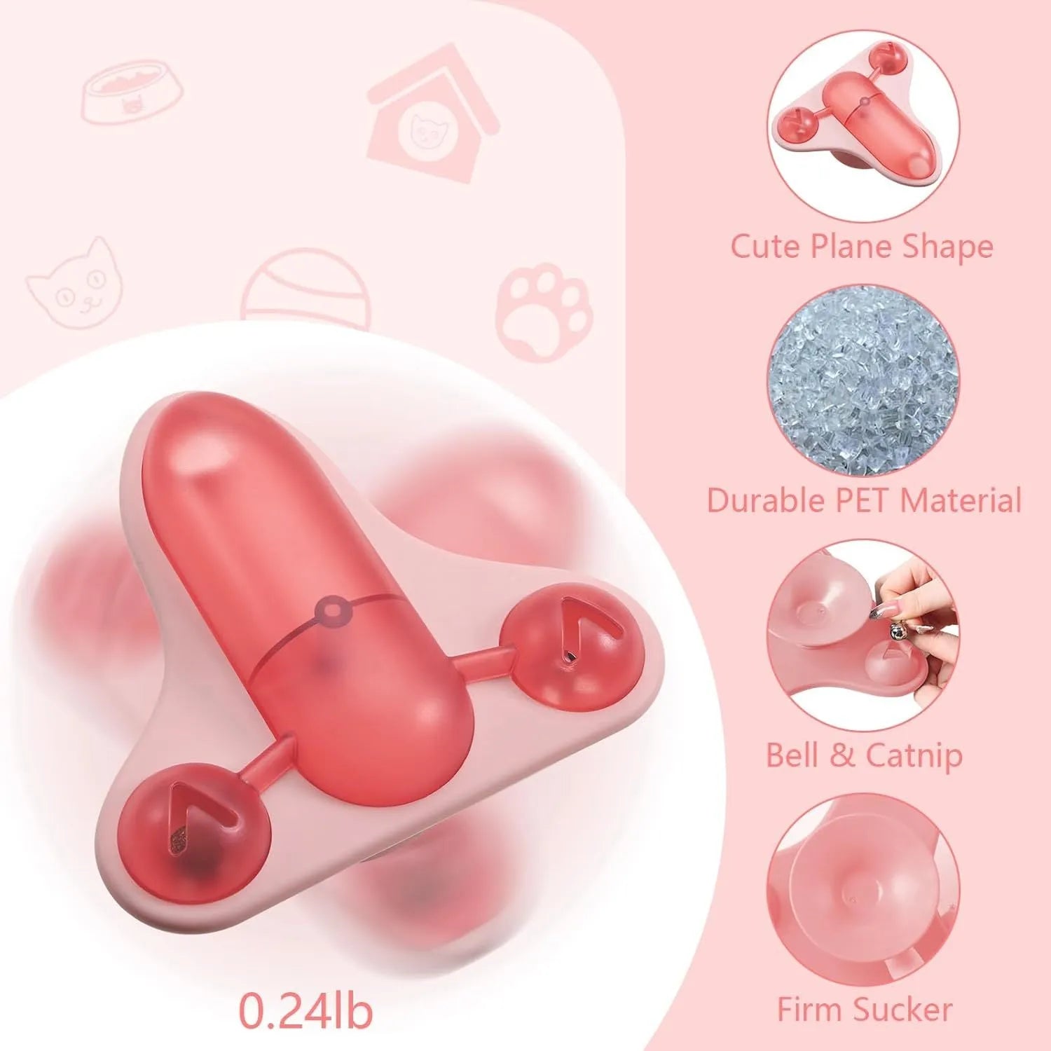 Interactive pet puzzle feeder toy with bell, catnip compartment and airplane-shaped snack cabin