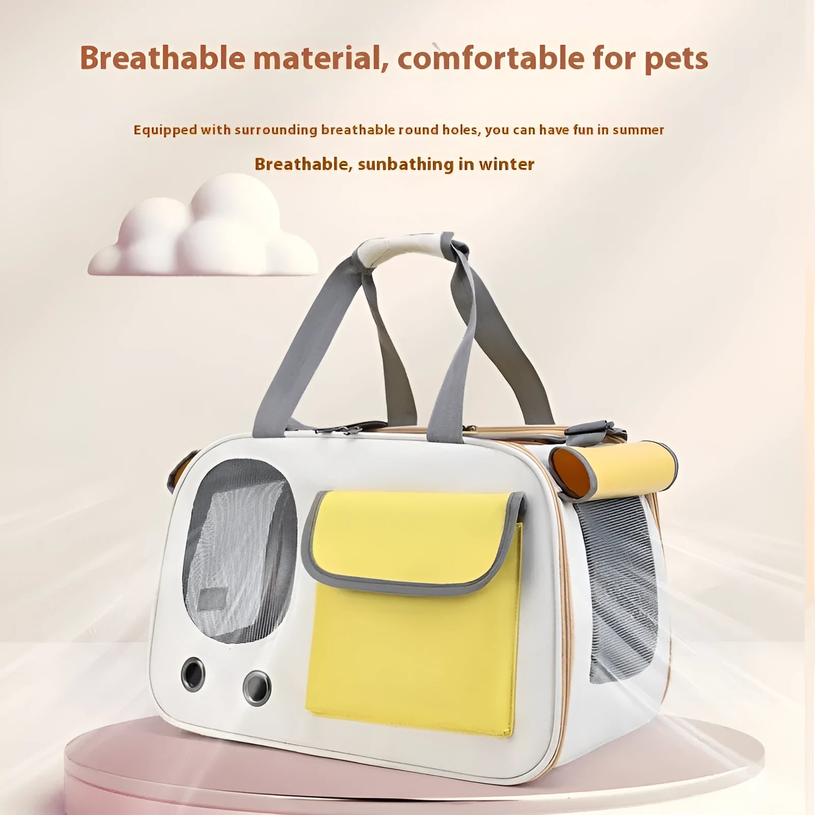 Foldable single shoulder pet carrier backpack in canvas material with large capacity