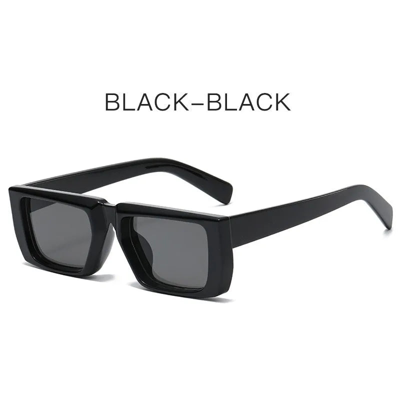 Y2K style sunglasses with UV400 protection in multiple colour combinations including black, grey, and transparent frames