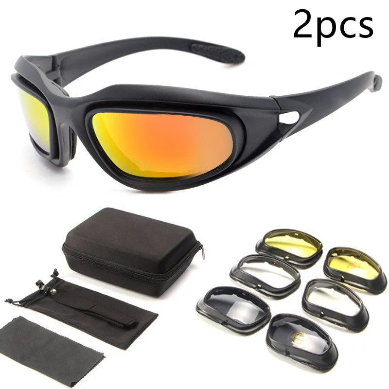 Tactical sports sunglasses with polarised lenses for outdoor cycling