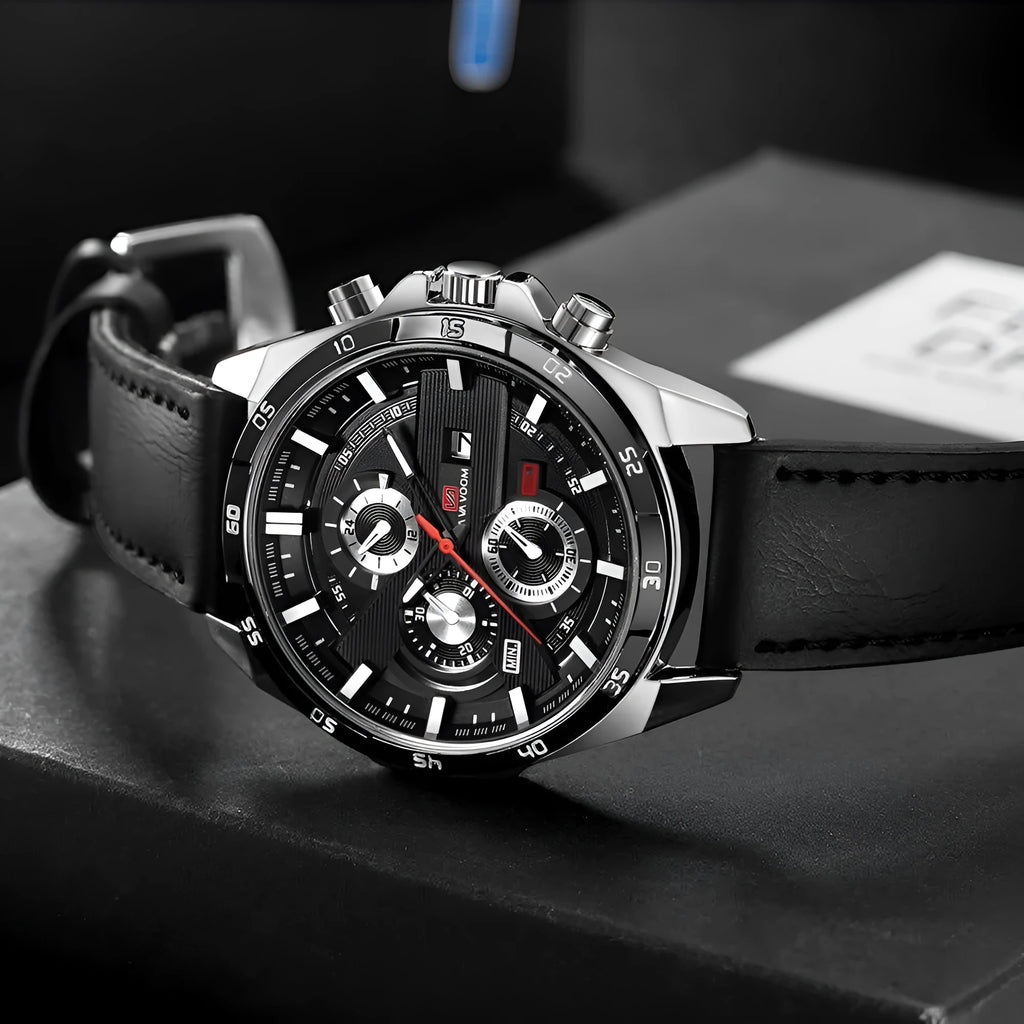 Men's business calendar quartz watch with waterproof design in multiple colour combinations