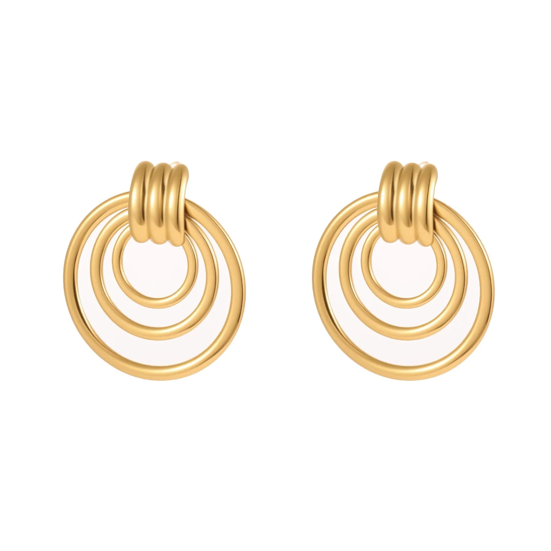 18K gold plated stainless steel geometric circle earrings for women gold colour
